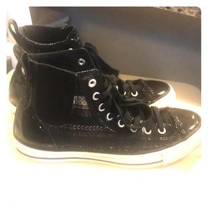 Converse high top textured/patent leather